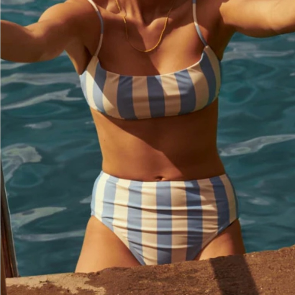 J. Crew Striped Blue and White Bikini